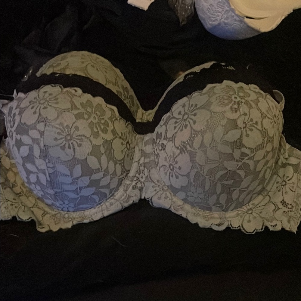 Elegant Lace Underwire Bra strapless but comes with removable straps